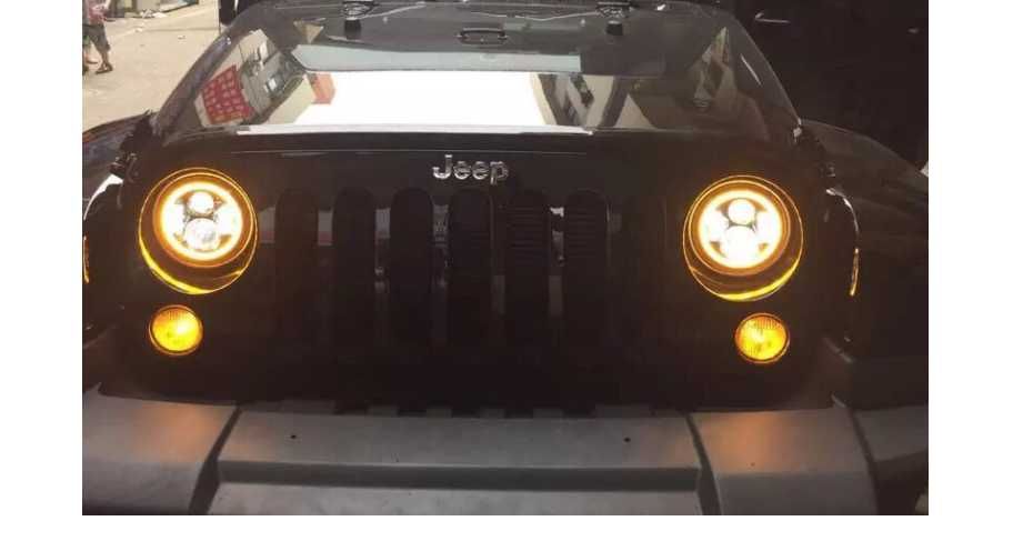 Комплект Кръгли LED фарове 7" 70W H4 букса, къси, дълги, дневни и мига