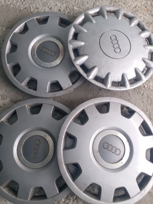 Set 4 roți tabla 5x112 cu anvelope noi 205/60/15 M+S bonus capace Audi