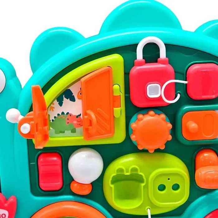 Образователна играчка бизи борд динозавър музикална фина моторика 2+