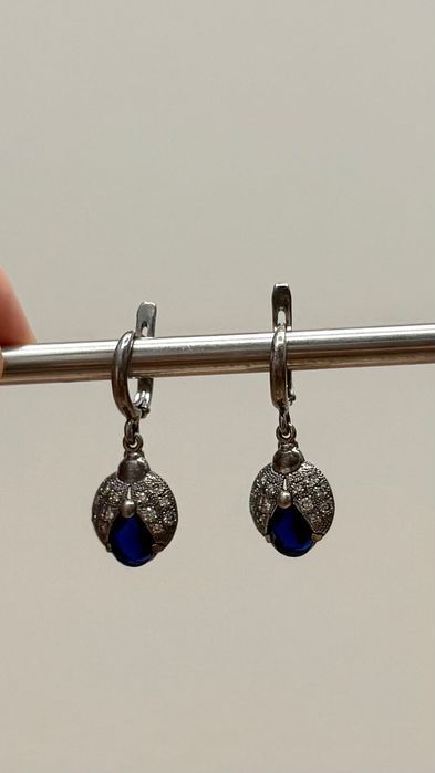 Набор серебро серьги и кольцо