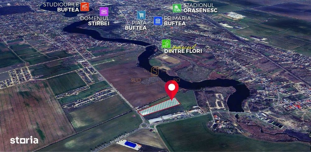 Teren 12350 mp, intravilan, amplasare de exceptie in Buftea, Ilfov
