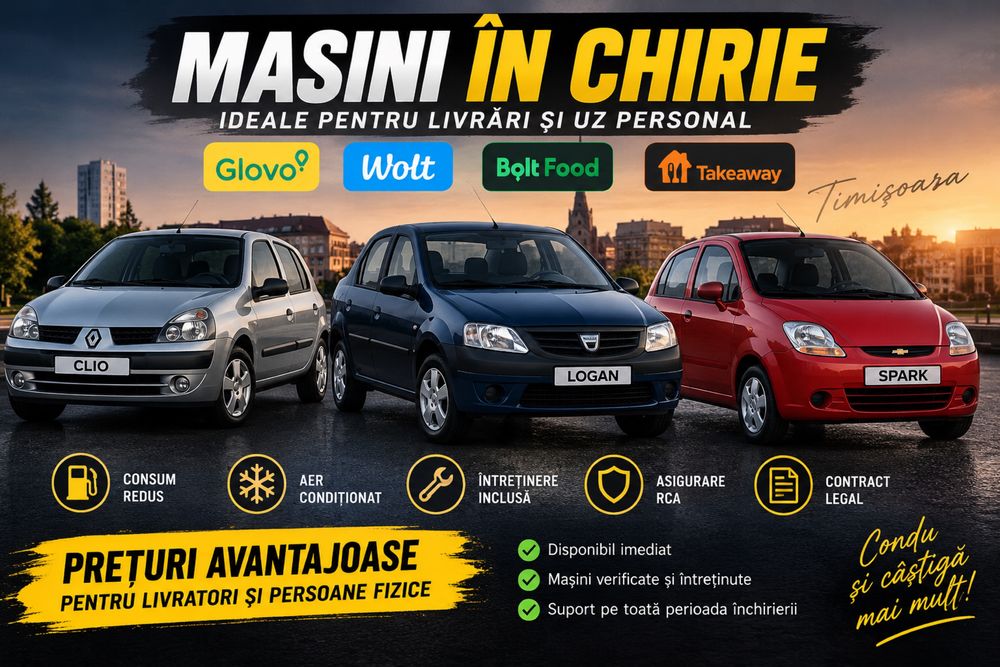 Masini de inchiriat cu gpl pentru ridesharing/uz personal Timisoara 300Lei/sapt