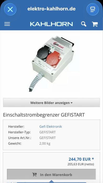 Gefistart – професионален ограничител на пусковия ток, 230 V / 16 A / 3500 W