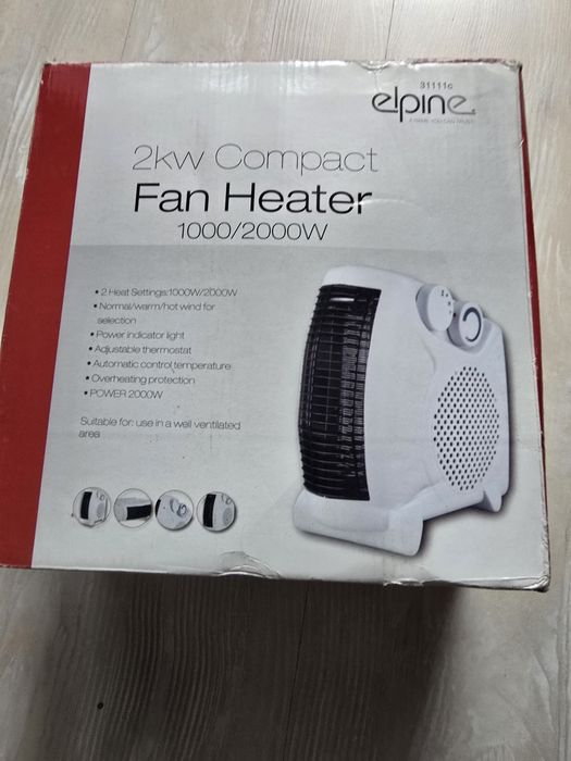 Încălzitor electric 1000/2000 W, cu termostat și 2 trepte de încălzire