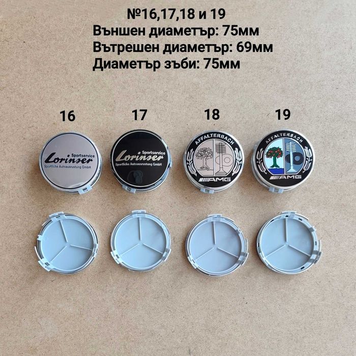 Капачки за джанти Mercedes Мерцедес 75мм
