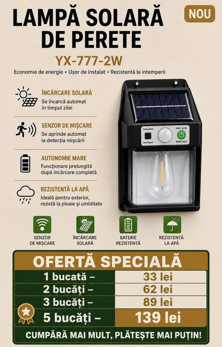 Lampă solară exterior