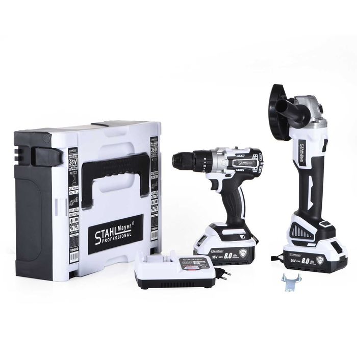 2в1 Акумулаторен Винтоверт  и Безчетков Ъглошлайф STAHLMAYER PRO 36V
