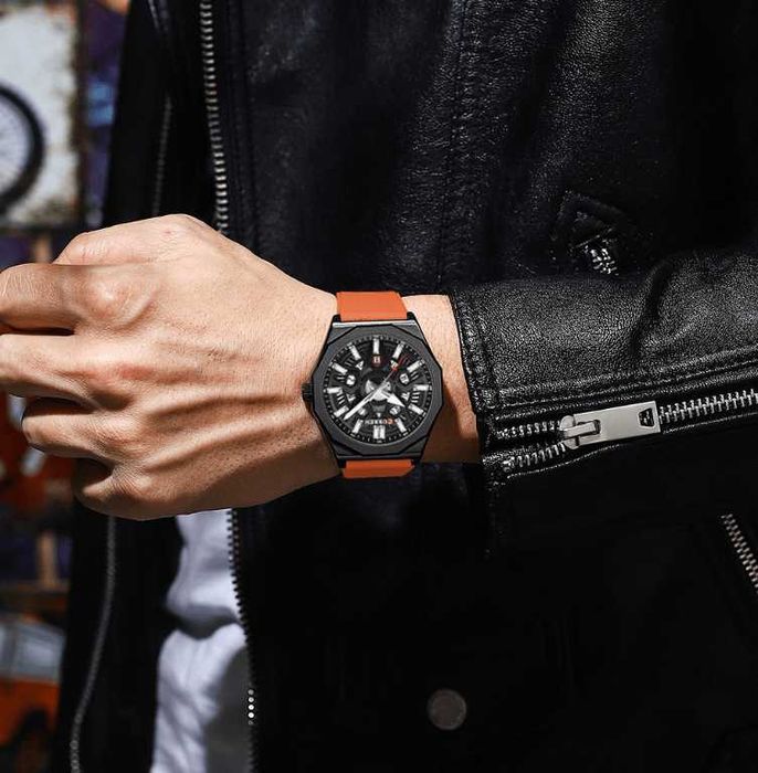 Мъжки часовник – CURREN 8437 – ORANGE + ПОДАРЪК