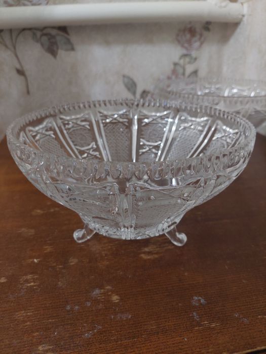 фруктовая ваза, хрустальная