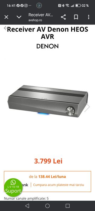 Reciver AV Denon HEOS avr 5.1 Tidal, Spotify, Bluetooth, Wi-Fi. Wirele