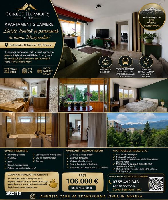 Apartament 2 camere de vanzare Saturn, Astra , Brasov — fotografia 1