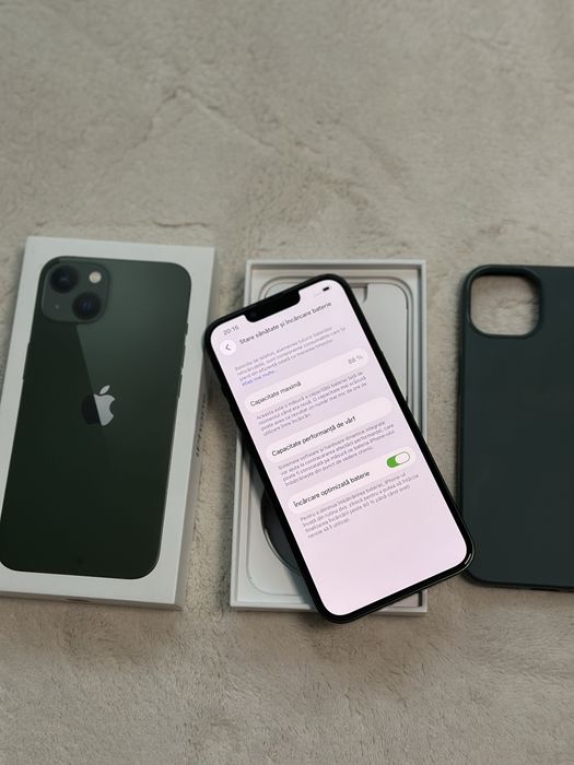 iPhone 13 Green impecabil 128 GB 88% full box + husa