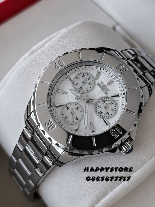 INVICTA Mother of pearl Silver white dial 38 mm, Инвикта нов дамски часовник