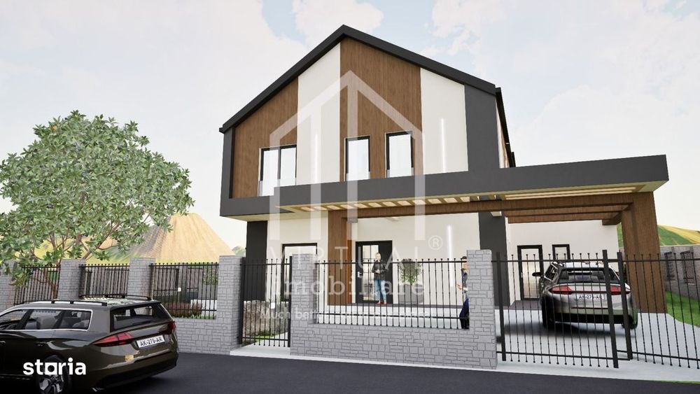 Casa individuala cu 4 camere, 130mp utili+terasa (19mp), teren 360mp