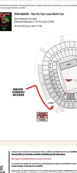 Bilet Iron Maiden 28 mai-in fata scenei (Standing Pink)