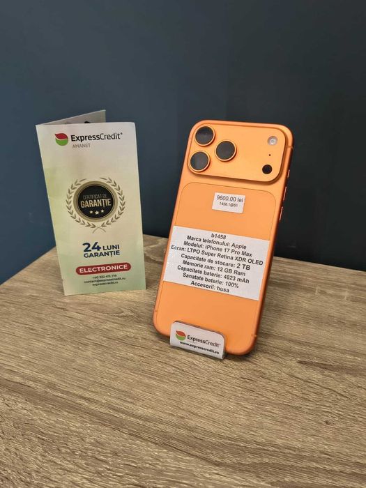 (AG51) Apple iPhone 17 Pro Max 2TB 100% b1458 - Garantie 2 ani!