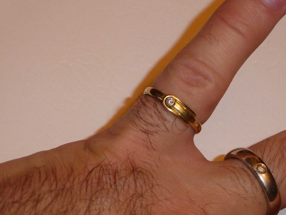 INEL AUR 18K + 1 Diamant = 0.05ct. - De logodna - Vintage - 3.4g. !