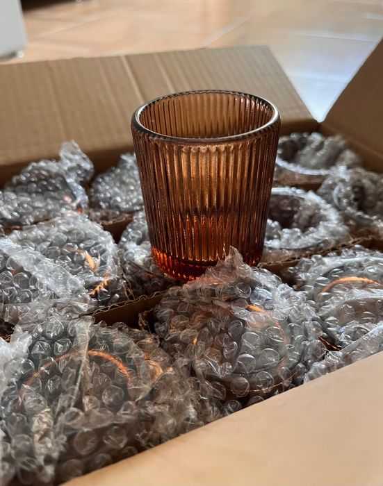 Set 12 suporturi din sticlă pentru lumânare