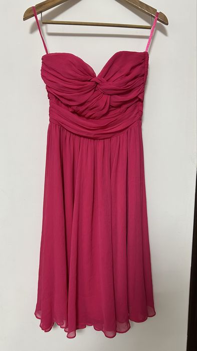 Розовое, вечернее платье, без бретелек. H&M