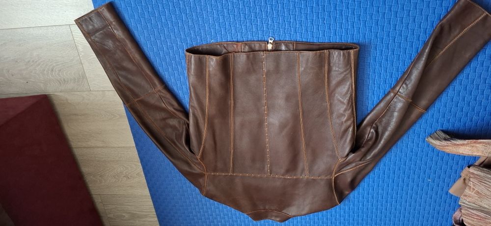 Geaca de piele naturala maro