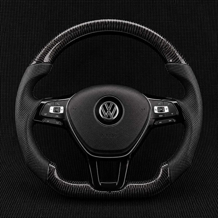 Volan Volkswagen Custom R GTI  | Piele / Carbon / Alcantara | Golf 5 6 7 7.5 8 Passat B6 B7 B8 CC Arteon Polo Scirocco Tiguan T-Roc Touareg