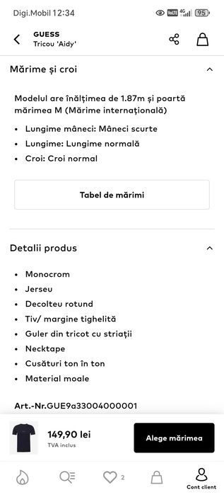 Tricou Guess Bărbați mărimea M Nou