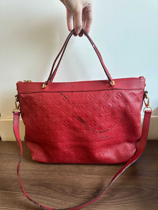 Geantă Louis Vuitton Bastille Roșie, Piele Monogram Empreinte