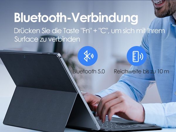 Безжична клавиатура за Microsoft Surface Pro 7+/7/6/5/4/3, Qulose