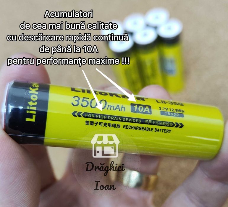 Acumulator 18650 LiitoKala PREMIUM+ HighDrain 10A Li-ion 3500mAh REAL