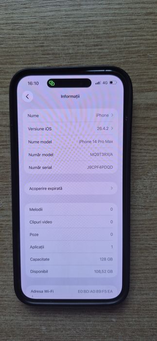 iPhone 14 Pro Max 128GB Neverlocked Face ID + Baterie 86%