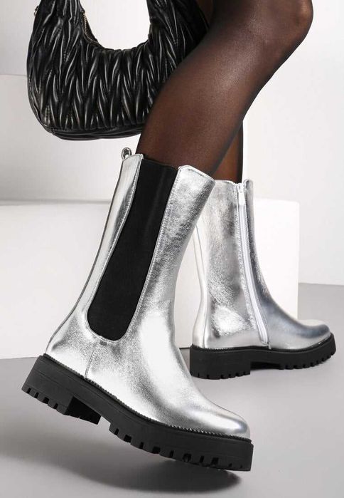 Botine argintii de dama