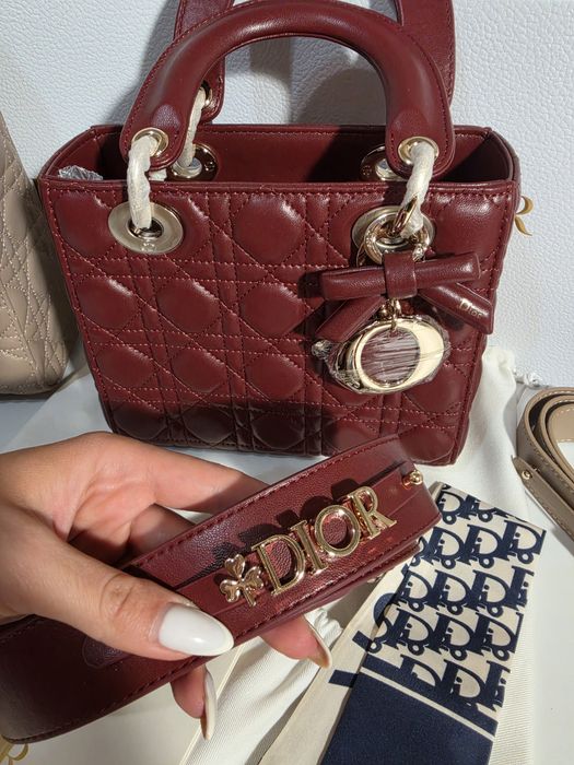 Налична чанта Lady Dior Burgundy