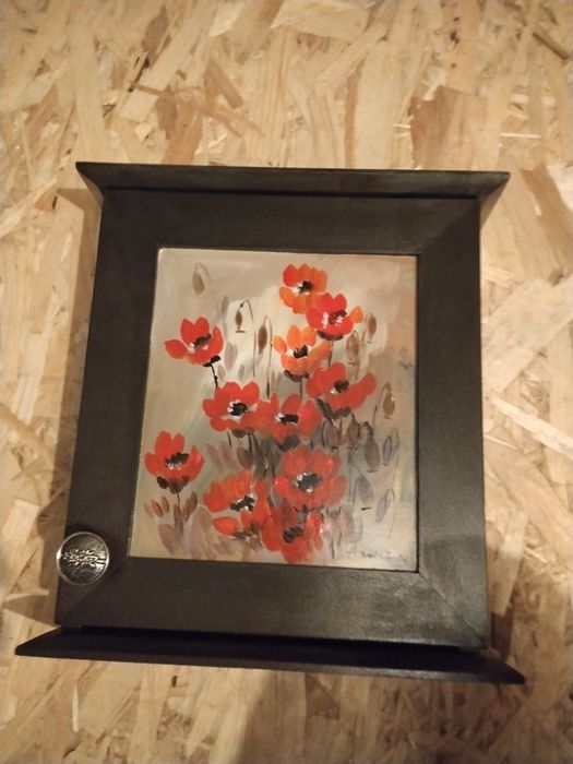 Cutie noua pentru chei lemn natural lemn natural 5 carlige 28x21x5.5cm