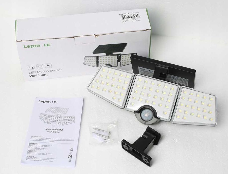 Соларни охранителни лампи Lepro, 1200LM слънчеви прожектори със сензор