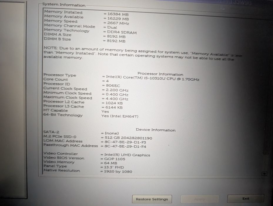 Dell Latitude 5310 10th/16/512