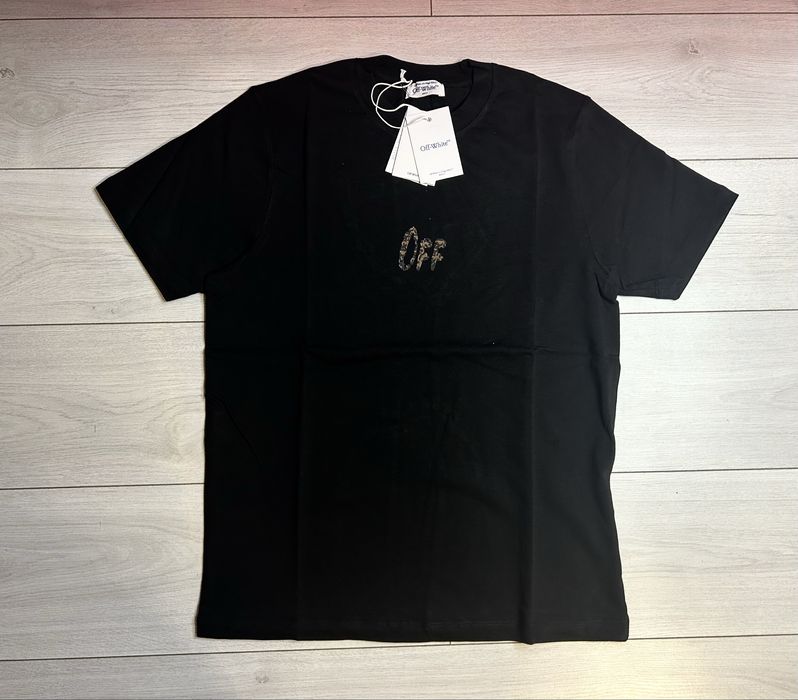 Tricou off white brown print