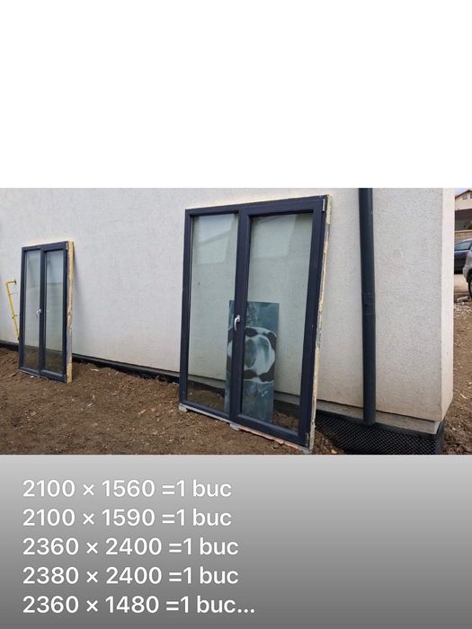 Vând geamuri și ușă termopane , gri antracit .NOI au fost montate și demontate fără a fii locuită casa