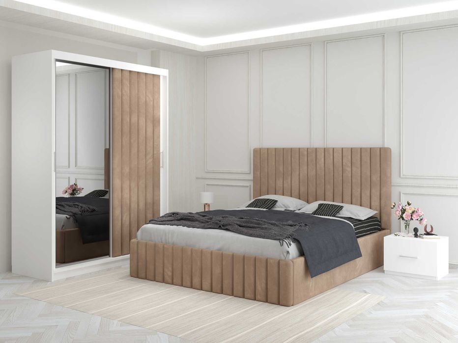 Set dormitor Venus cu usa tapitata,mobila dormitor TRANSPORT GRATUIT