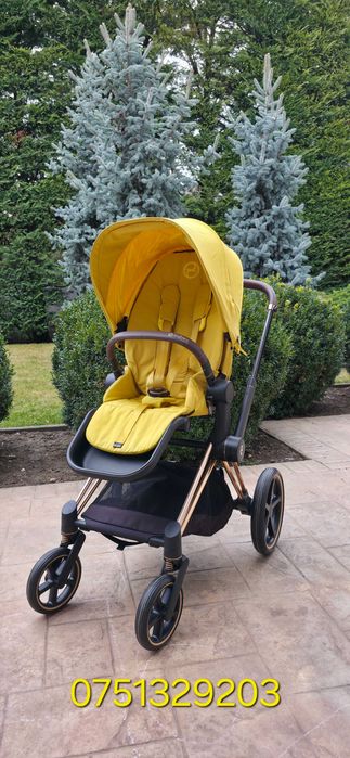 Carucior Cybex Priam Platinum 4.0, Mustard Yellow cu cadru Rosegold