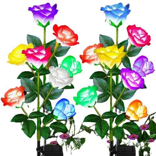 Set 2x Trandafir Gradina, Lampa Solara 4 capete, 1.2V