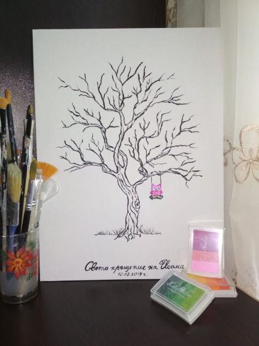 Рисуване на детско дърво за отпечатъци по ПОРЪЧКА