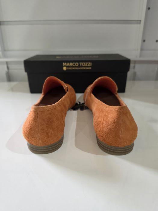 Mocasini damă Marco Tozzi by Guido Maria Kretschmer – piele întoarsă orange, mărimea 40