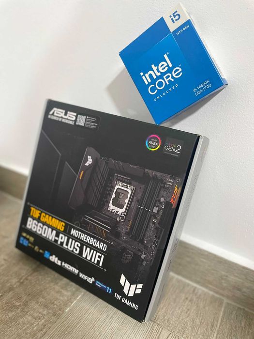 kit intel i5 14600k + b660m ddr5 asus tuf gaming plus wi-fi ( Ambele in GARANTIE )