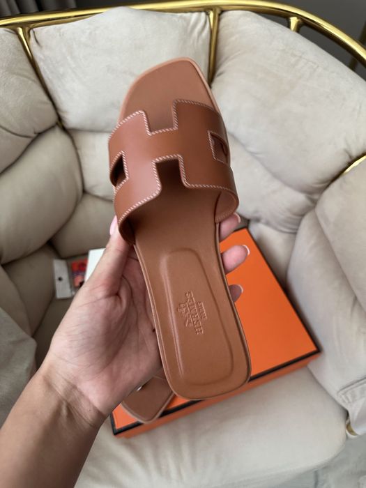 Papuci hermes oran piele naturala