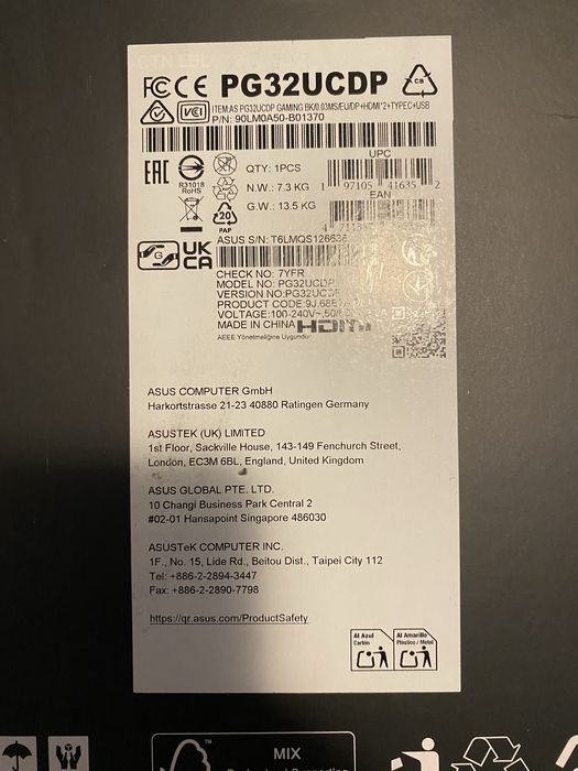 ASUS ROG Swift PG32UCDP Monitor. Nou Sigilat !!
