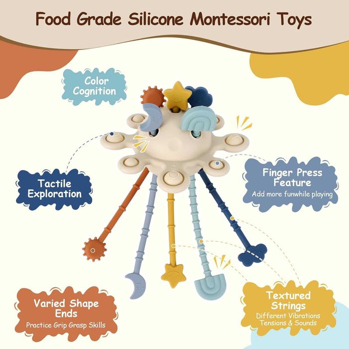 TYRY.HU Сензорни играчки за бебета, картички за важни етапи, 5 в 1