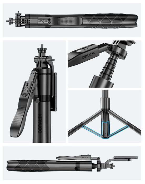 Selfie Stick, Tripod, Bluetooth, Universal, H33-155 cm, OBRALIX®