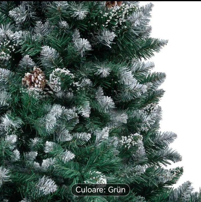 Brad artificial cu zăpadă și conuri 180cm