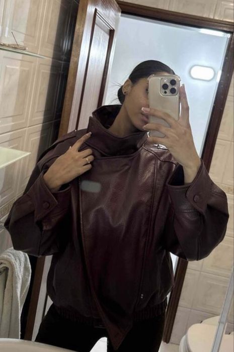 Кожено oversize яке