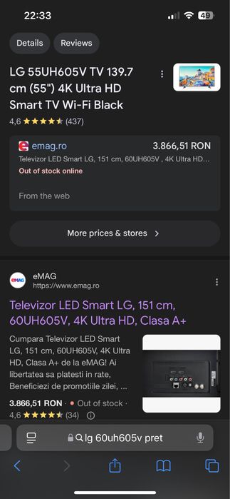 Televizor LED Smart LG, 151 cm, 60UH605V , 4K Ultra HD